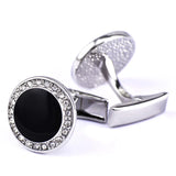 Round Rhinestone Men's Cufflinks French Enamel Jewelry