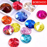 Round Rivoli Glass Strass Sew On Rhinestone Flatback Glass Stones