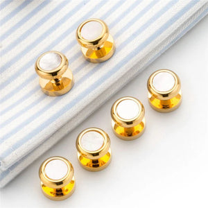 Sea Shell Cufflinks Set for Mens Tuxedo Shirt Stud Button Brass Cuff Link