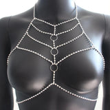 Sexy Rhinestone Body Chain Bra Necklace Lingerie Top Nightclub Chest Bikini
