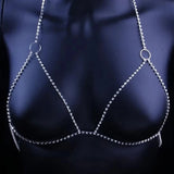 Sexy Rhinestone Body Chain Bra Necklace Lingerie Top Nightclub Chest Bikini