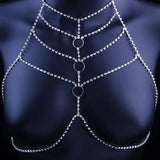 Sexy Rhinestone Body Chain Bra Necklace Lingerie Top Nightclub Chest Bikini
