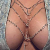 Sexy Rhinestone Body Chain Bra Necklace Lingerie Top Nightclub Chest Bikini