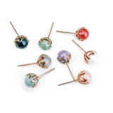 Round Shape 8 colors Stud Earrings For Women Girl Lovely Ear Jewelry 8pcs