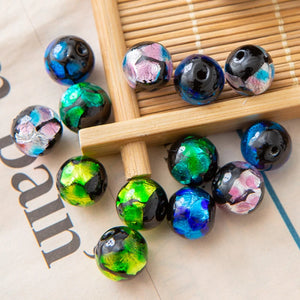 8mm 10mm 12mm Colorful Foil Glass Beads for Jewelry Making