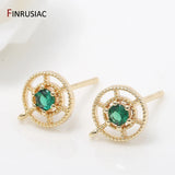 Green Zircon Rhinestone Earring Findings 14k Plated