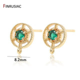 Green Zircon Rhinestone Earring Findings 14k Plated