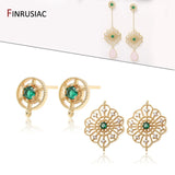 Green Zircon Rhinestone Earring Findings 14k Plated