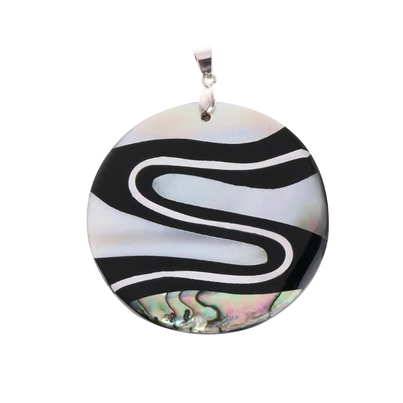 Natural Colorful Abalone Round Shape Shell Jewelry Necklace Pendant