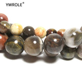 Petrified Natural Stone Loose Beads for Jewelry Making DIY 15'' Strand