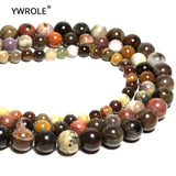 Petrified Natural Stone Loose Beads for Jewelry Making DIY 15'' Strand