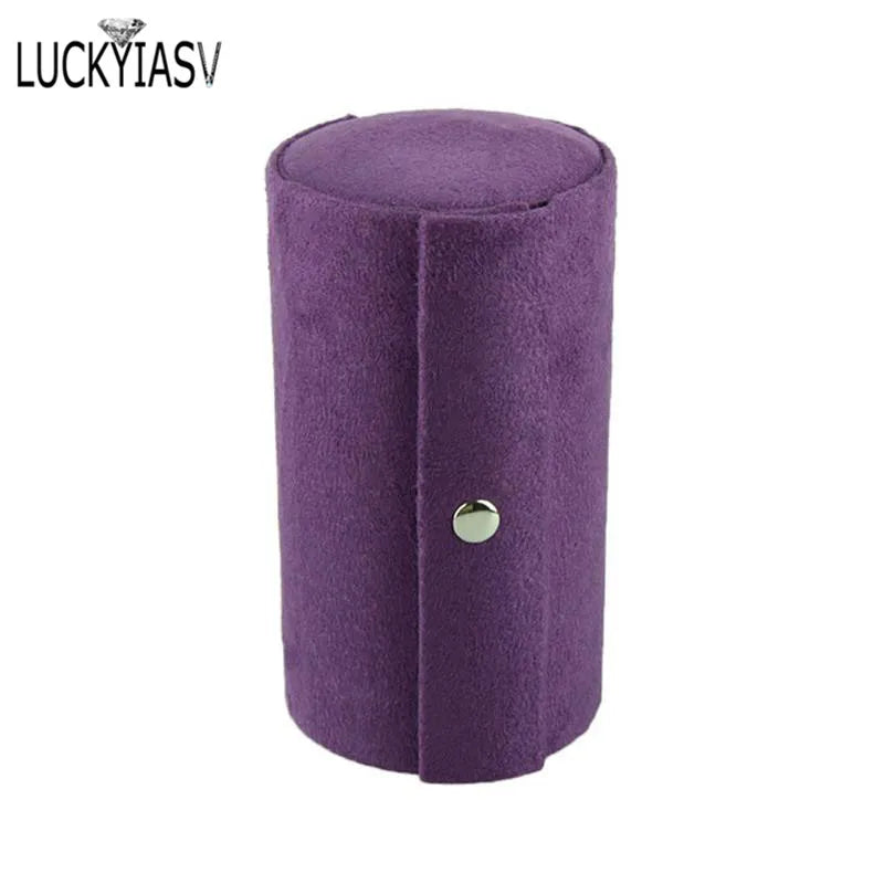3-Layer Cylinder Jewelry Box 360 Degree Rotating Velvet Jewelry Box