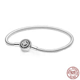 925 Silver Round Shell Buckle Bracelet Infinity Knot Chain DIY Making