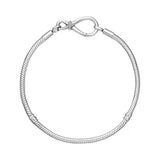 925 Silver Round Shell Buckle Bracelet Infinity Knot Chain DIY Making