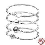 925 Silver Round Shell Buckle Bracelet Infinity Knot Chain DIY Making