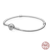 925 Silver Round Shell Buckle Bracelet Infinity Knot Chain DIY Making
