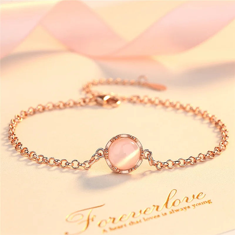 Round Shine Bracelet Charms Flower Bangles for Women