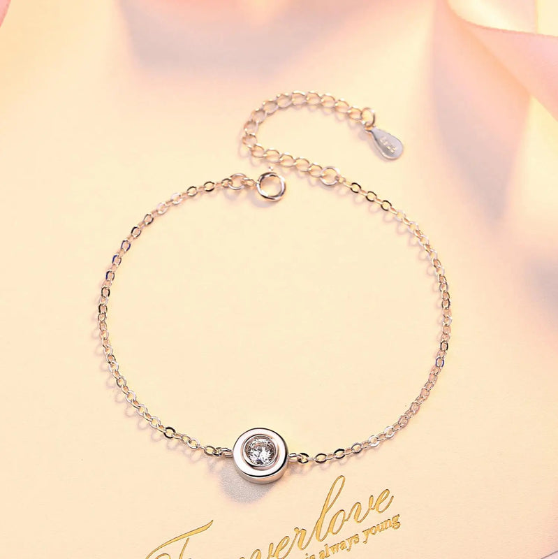 Round Shine Bracelet Charms Bangles for Women Jewelry Gift