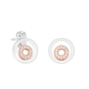 Round Signature Rose Stud 925 Silver Earrings for Women