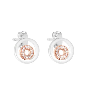 Round Signature Rose Stud 925 Silver Earrings for Women