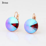 14mm 7 Crystals Stone Drop Earrings - French Hook Earrings