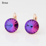 14mm 7 Crystals Stone Drop Earrings - French Hook Earrings