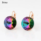 14mm 7 Crystals Stone Drop Earrings - French Hook Earrings