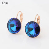 14mm 7 Crystals Stone Drop Earrings - French Hook Earrings