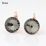 14mm 7 Crystals Stone Drop Earrings - French Hook Earrings
