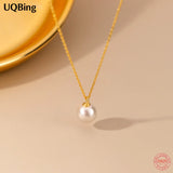 Single Pearl Pendant Necklace 925 Silver