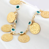Evil Eye Charm Bracelet Flower Coin Pendant Chain Link Bracelets