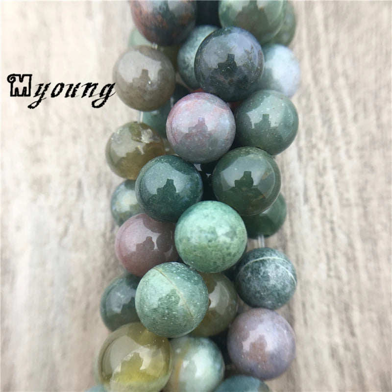 Round Smooth Agates Beads, Polished Green Stone Beads for Jewelry Making