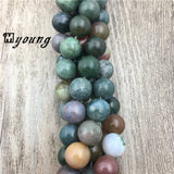 Round Smooth Agates Beads, Polished Green Stone Beads for Jewelry Making