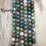 Round Smooth Agates Beads, Polished Green Stone Beads for Jewelry Making
