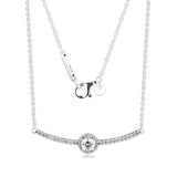 Sparkling Bar Necklace with Clear CZ 925 Sterling Silver Jewelry for Women