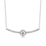 Sparkling Bar Necklace with Clear CZ 925 Sterling Silver Jewelry for Women