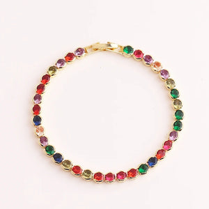 18K Plated CZ Crystal Charm Bracelet for Women