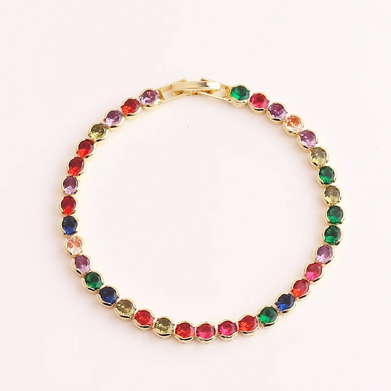 18K Plated CZ Crystal Charm Bracelet for Women