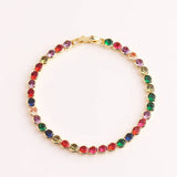 18K Plated CZ Crystal Charm Bracelet for Women