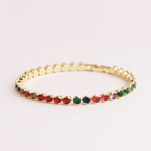 18K Plated CZ Crystal Charm Bracelet for Women