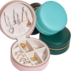 Round Square Portable Jewelry Box Necklace Ring Earring Organizer