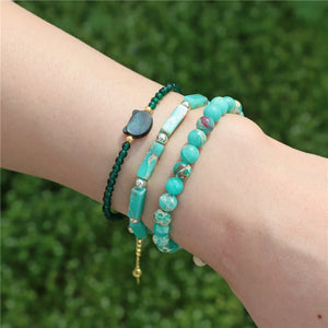Beaded Bracelet Set Cat Head Charm Healthy Energy Bangle for Men Women