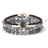 Beaded Bracelet Set Cat Head Charm Healthy Energy Bangle for Men Women