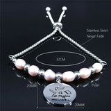 Stainless Steel Pink Freshwater Pearl Charm Bracelets