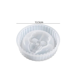 Silicone Mold for Round Stripe Skull Ashtray Storage Box DIY Epoxy Resin