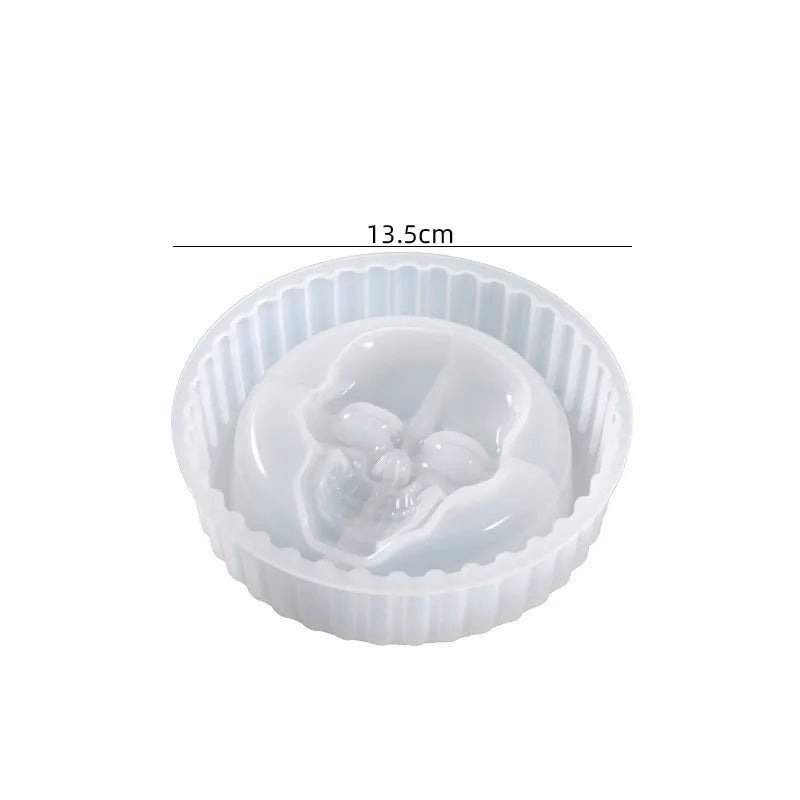 Round Stripe Skull Ashtray Silicone Mould
