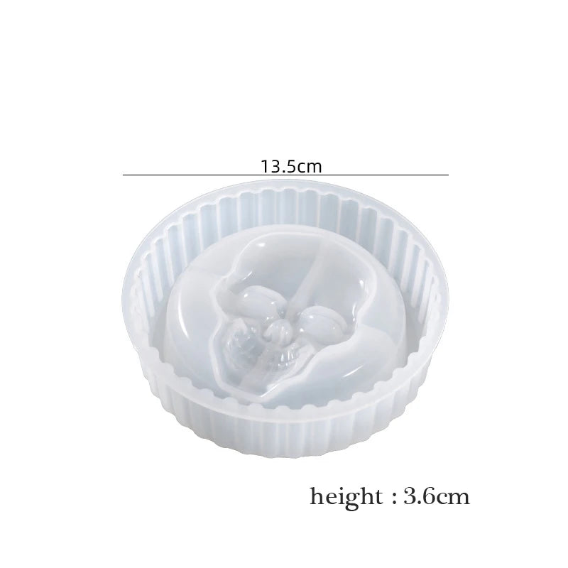 Striped Skull Ashtray Epoxy Resin Mold DIY Ornaments Gift