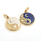 Sun Moon Yin Yang Couple Pendant Necklace Hip Hop Charms Jewelry