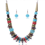 Turquoise Pendant Cluster Necklace Bracelet Earring Set Stainless Men Unisex