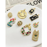 Golden Copper Zircon Earring Good Luck Letter Desig